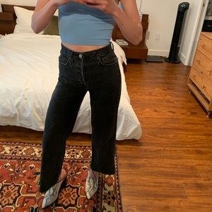 Aritzia Denim Forum Wide Leg Black Jean